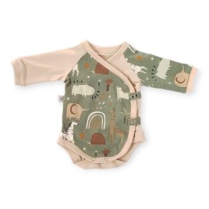 body pour bébé prématuré motif safari couleur vert et beige