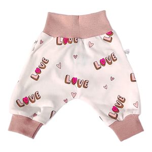 pantalon bébé prématuré imprimé love bords rose